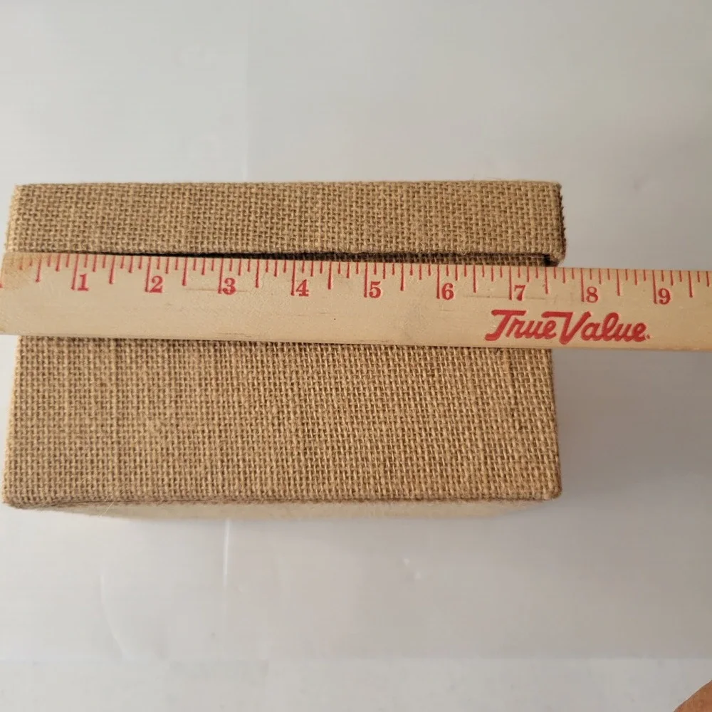 Storage Box Women Small Brown Burlap Jute Rustic With Lid Label Holder